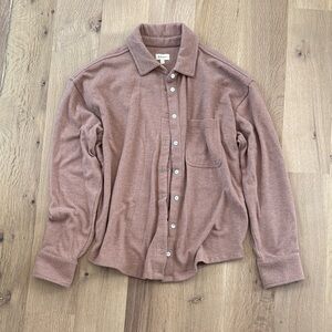 DONNI. Tan Comfy Button Down Shirt